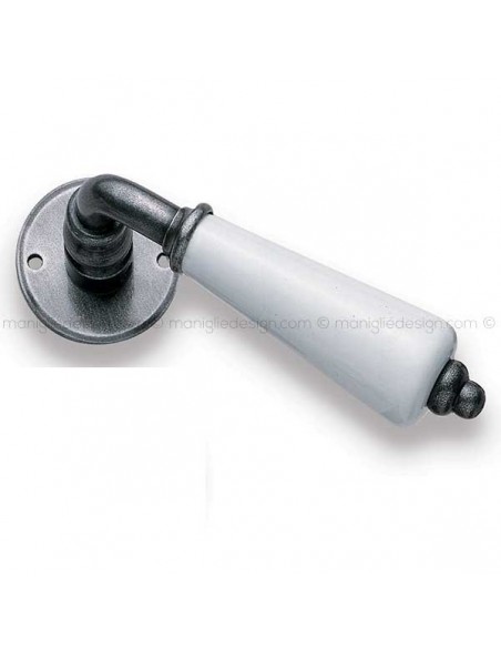 Maniglia porcellana bianca per porta Metal Style 19324