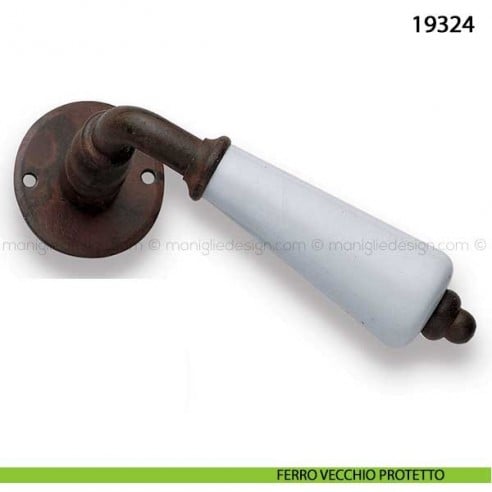 Maniglia porcellana bianca per porta Metal Style 19324 ferro vecchio protetto
