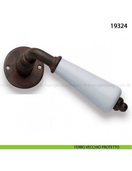 Maniglia porcellana bianca per porta Metal Style 19324 ferro vecchio protetto