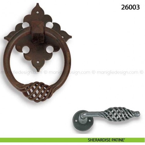 Battente in ferro per porta Metal Style 26003 misura 140x200 mm sherardise patinè