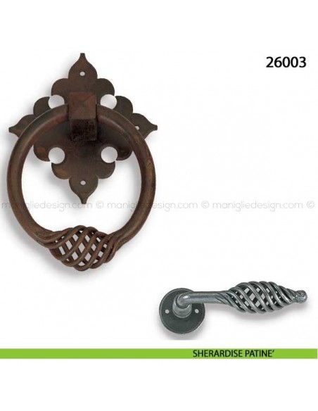 Battente in ferro per porta Metal Style 26003 misura 140x200 mm sherardise patinè