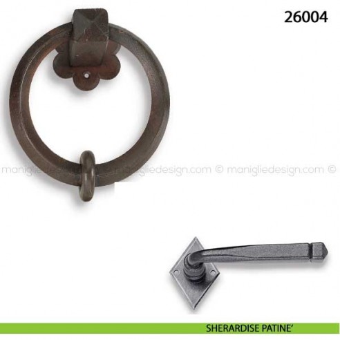 Battente in ferro per porta Metal Style 26004 misura 120x145 mm sherardise patinè
