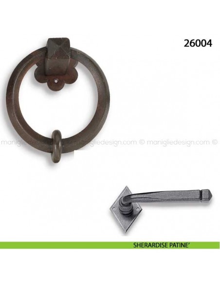 Battente in ferro per porta Metal Style 26004 misura 120x145 mm sherardise patinè