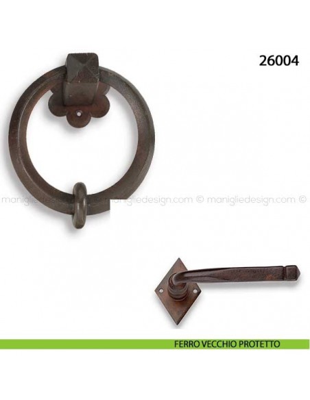Battente in ferro per porta Metal Style 26004 misura 120x145 mm ferro vecchio protetto