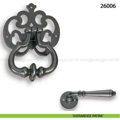 Battente in ferro per porta Metal Style 26006 misura 125x180 mm sherardise patinè