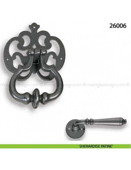 Battente in ferro per porta Metal Style 26006 misura 125x180 mm sherardise patinè