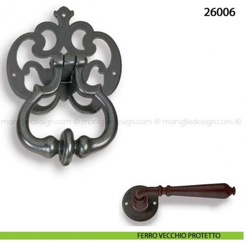 Battente in ferro per porta Metal Style 26006 misura 125x180 mm ferro vecchio protetto