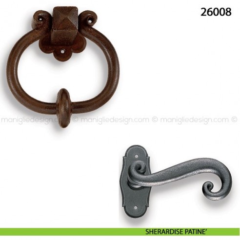 Battente in ferro per porta Metal Style 26008 misura 120x130 mm sherardise patinè
