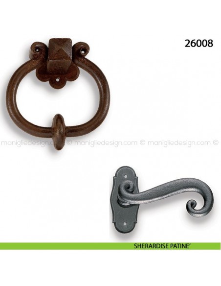 Battente in ferro per porta Metal Style 26008 misura 120x130 mm sherardise patinè