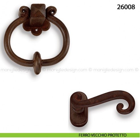 Battente in ferro per porta Metal Style 26008 misura 120x130 mm ferro vecchio protetto