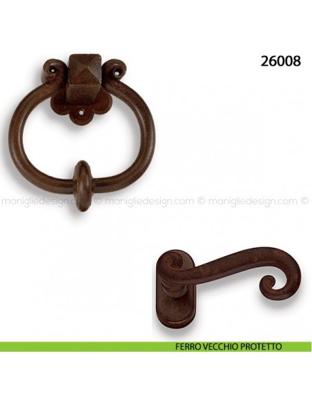 Battente in ferro per porta Metal Style 26008 misura 120x130 mm ferro vecchio protetto