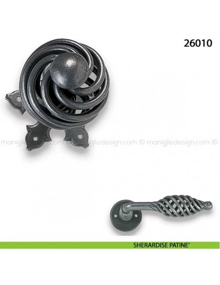 Pomello fisso in ferro per porta Metal Style 26010 sherardise patinè