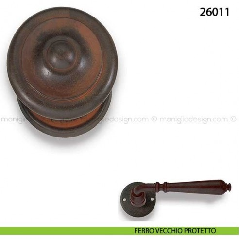 Pomello in ferro fisso per porta Metal Style 26011 misura 50x52 mm ferro vecchio protetto