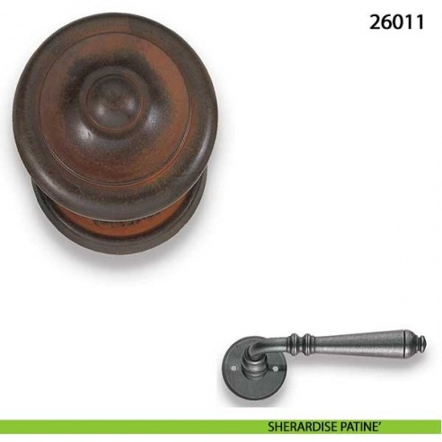 Pomello in ferro fisso per porta Metal Style 26011 misura 77x75 mm sherardise patinè