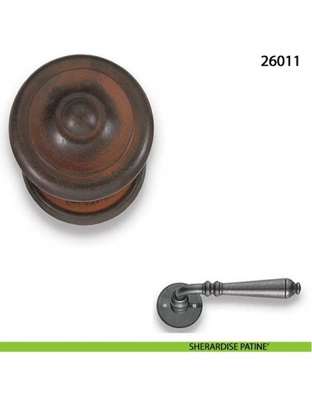 Pomello in ferro fisso per porta Metal Style 26011 misura 77x75 mm sherardise patinè