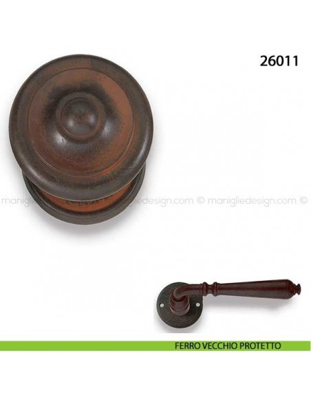 Pomello in ferro fisso per porta Metal Style 26011 misura 77x75 mm ferro vecchio protetto