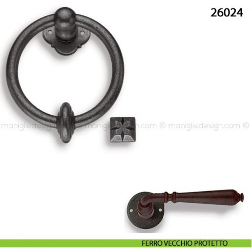 Battente in ferro per porta Metal Style 26024 misura 115x145 mm ferro vecchio protetto