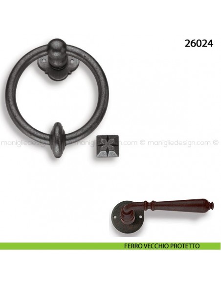 Battente in ferro per porta Metal Style 26024 misura 115x145 mm ferro vecchio protetto