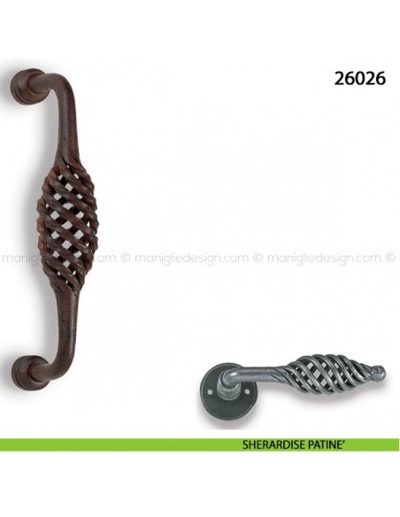 Maniglione in ferro per porta Metal Style 26026 interasse 200 mm sherardise patinè