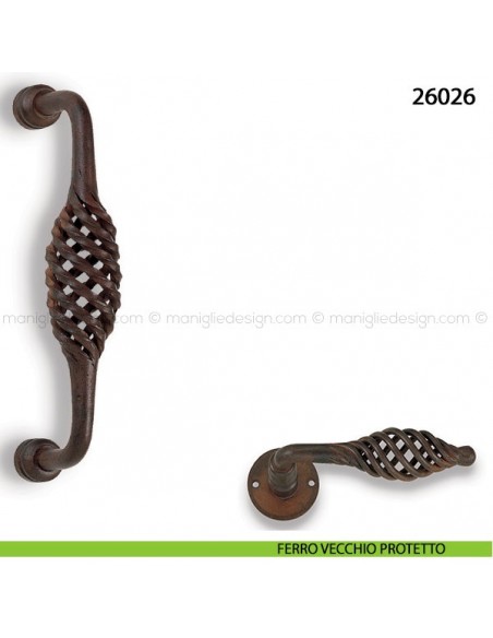 Maniglione in ferro per porta Metal Style 26026 interasse 200 mm ferro vecchio protetto