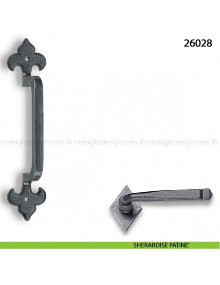 Maniglione in ferro per porta Metal Style 26028 misura 47x210 mm sherardise patinè