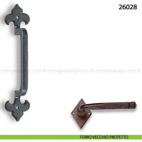 Maniglione in ferro per porta Metal Style 26028 misura 47x210 mm ferro vecchio protetto