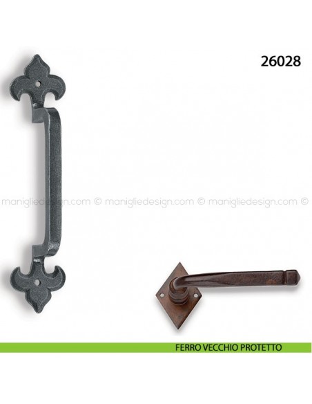 Maniglione in ferro per porta Metal Style 26028 misura 47x210 mm ferro vecchio protetto