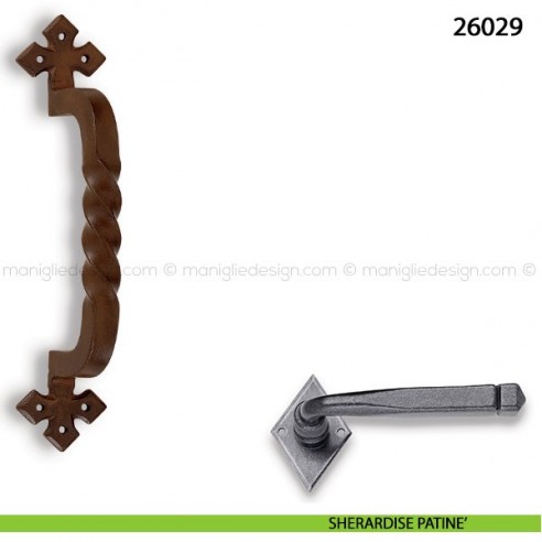Maniglione in ferro per porta Metal Style 26029 misura 60x280 mm sherardise patinè