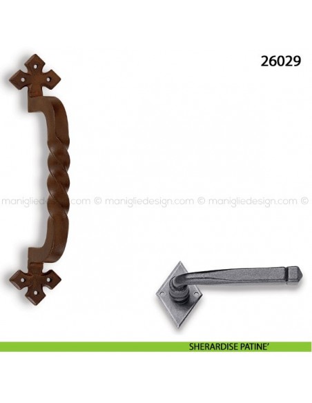 Maniglione in ferro per porta Metal Style 26029 misura 60x280 mm sherardise patinè