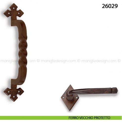 Maniglione in ferro per porta Metal Style 26029 misura 60x280 mm ferro vecchio protetto