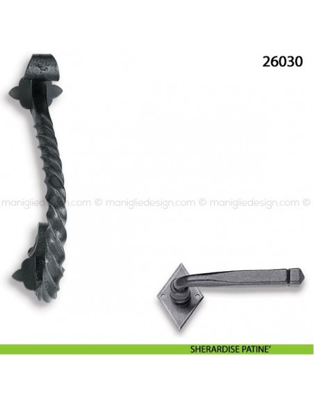 Maniglione in ferro per porta Metal Style 26030 interasse 170 mm sherardise patinè