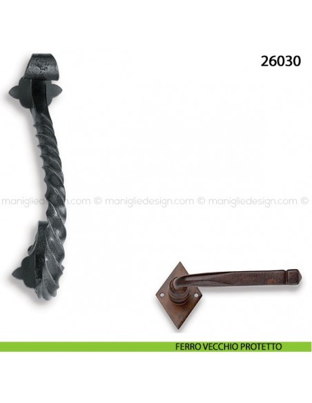 Maniglione in ferro per porta Metal Style 26030 interasse 170 mm ferro vecchio protetto