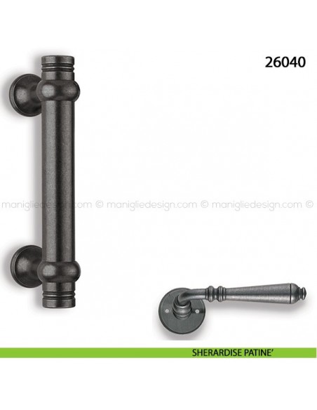 Maniglione in ferro per porta Metal Style 26040 interasse 150 mm sherardise patinè