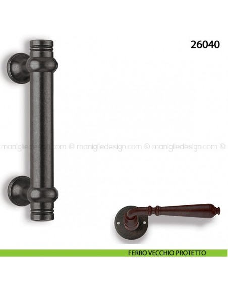 Maniglione in ferro per porta Metal Style 26040 interasse 150 mm ferro vecchio protetto