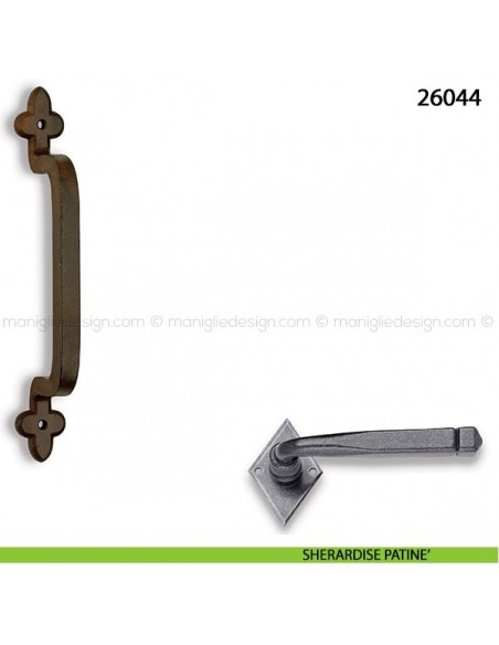 Maniglione in ferro per porta Metal Style 26044 sherardise patinè