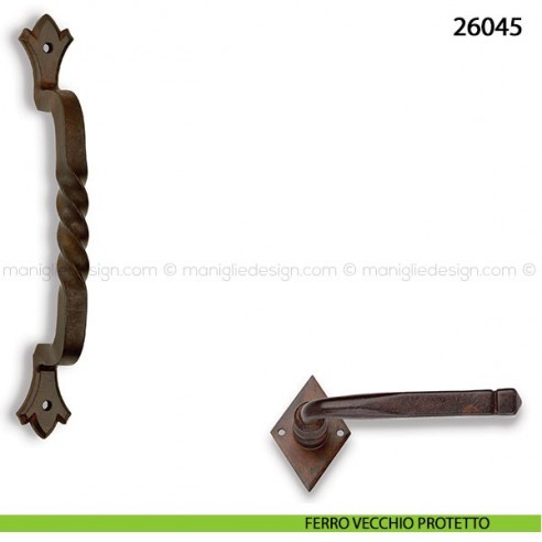 Maniglione in ferro per porta Metal Style 26045 sherardise patinè