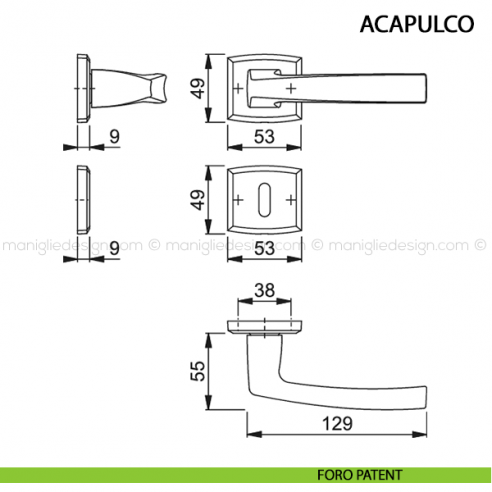 Maniglia per porta Acapulco Hoppe foro patent
