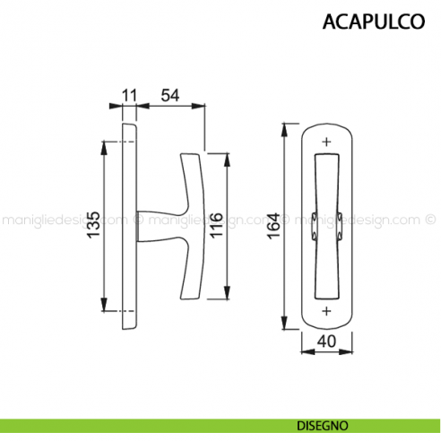 Maniglia per finestra cremonese Acapulco Hoppe disegno