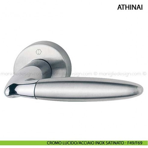 Maniglia per porta Athinai Hoppe cromo lucido/acciaio inox satinato - F49/F69