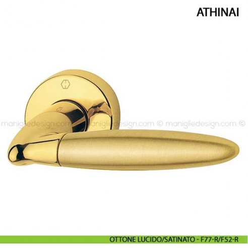 Maniglia per porta Athinai Hoppe ottone lucido/satinato - F77-R/F52-R