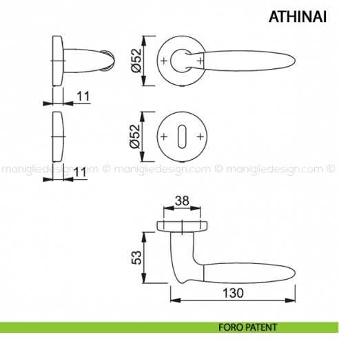 Maniglia per porta Athinai Hoppe foro patent