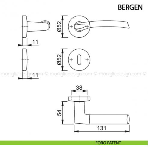 Maniglia per porta Bergen Hoppe foro patent