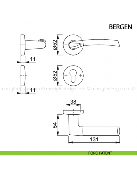 Maniglia per porta Bergen Hoppe foro yale