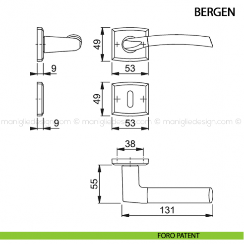 Maniglia per porta Bergen Hoppe foro patent