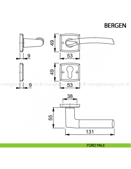 Maniglia per porta Bergen Hoppe foro yale