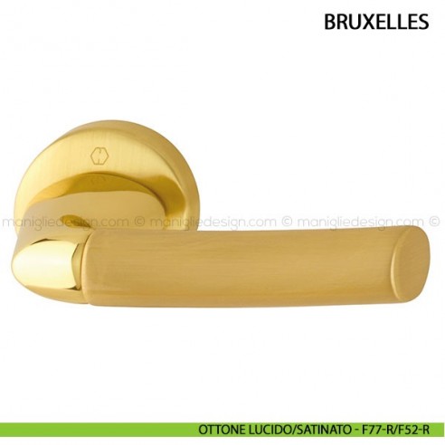 Maniglia per porta Bruxelles Hoppe ottone lucido/satinato - F77-R/F52-R