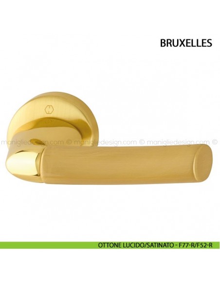 Maniglia per porta Bruxelles Hoppe ottone lucido/satinato - F77-R/F52-R