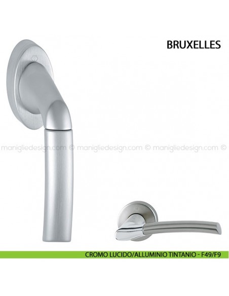 Maniglia per finestra martellina DK Bruxelles Hoppe cromo lucido/alluminio titanio - F49/F9