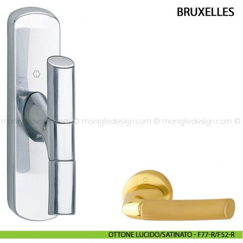 Maniglia per finestra cremonese Bruxelles Hoppe ottone lucido/satinato - F77-R/F52-R