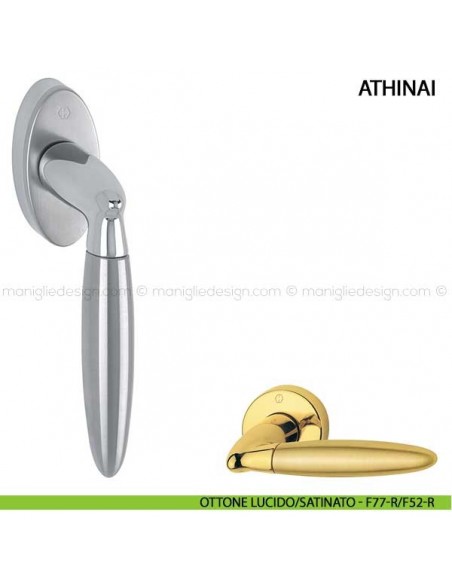 Maniglia per finestra martellina DK Athinai Hoppe ottone lucido/satinato - F77-R/F52-R